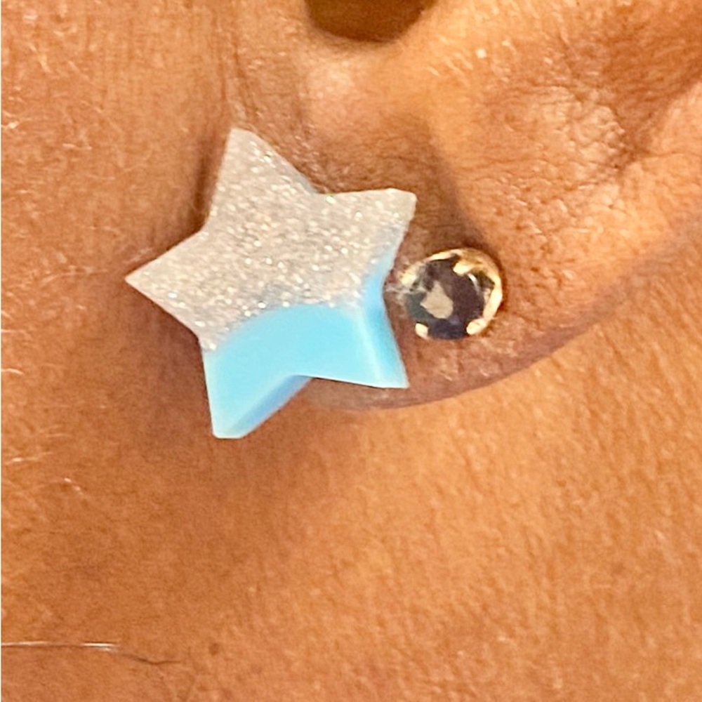 Blue and Silver Star Earrings